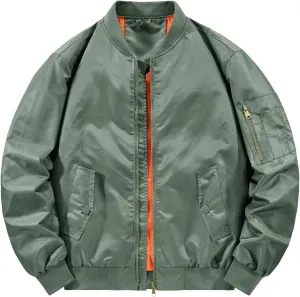 Men's Spring and Autumn Leisure Standing Neck Jacket Men's Air Force No.1 MA 1 Pilot Coat Jacket Fleece Coats for