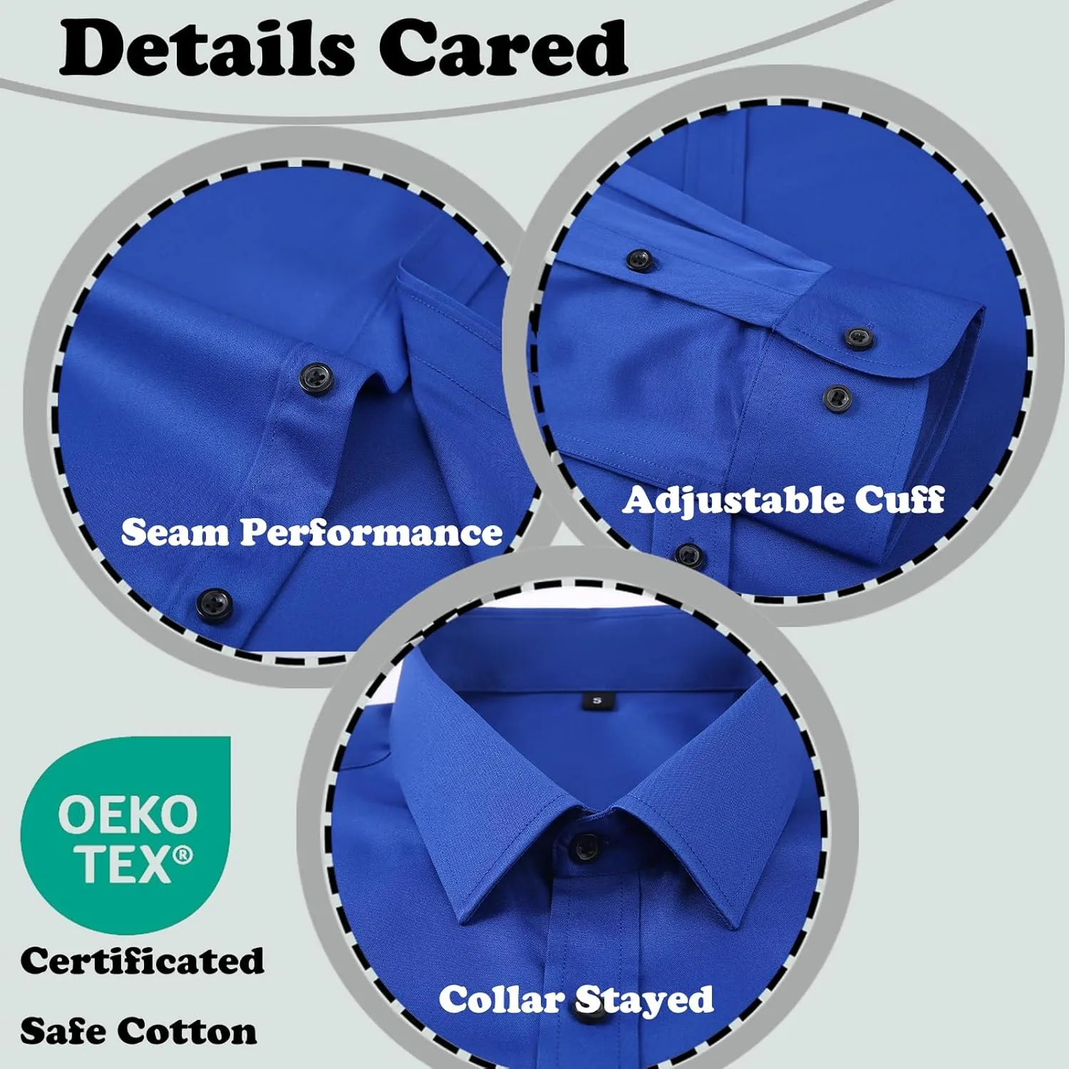 Mens Stretch Button Down Shirt Regular Fit Casual and Business Wrinkle-Resistant Dress Shirts for Men