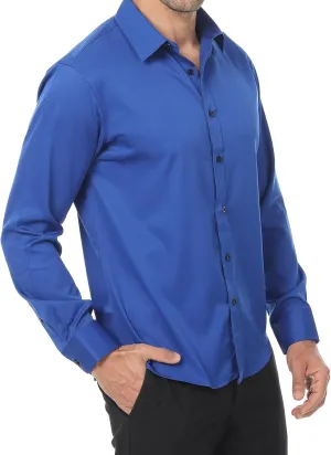 Mens Stretch Button Down Shirt Regular Fit Casual and Business Wrinkle-Resistant Dress Shirts for Men