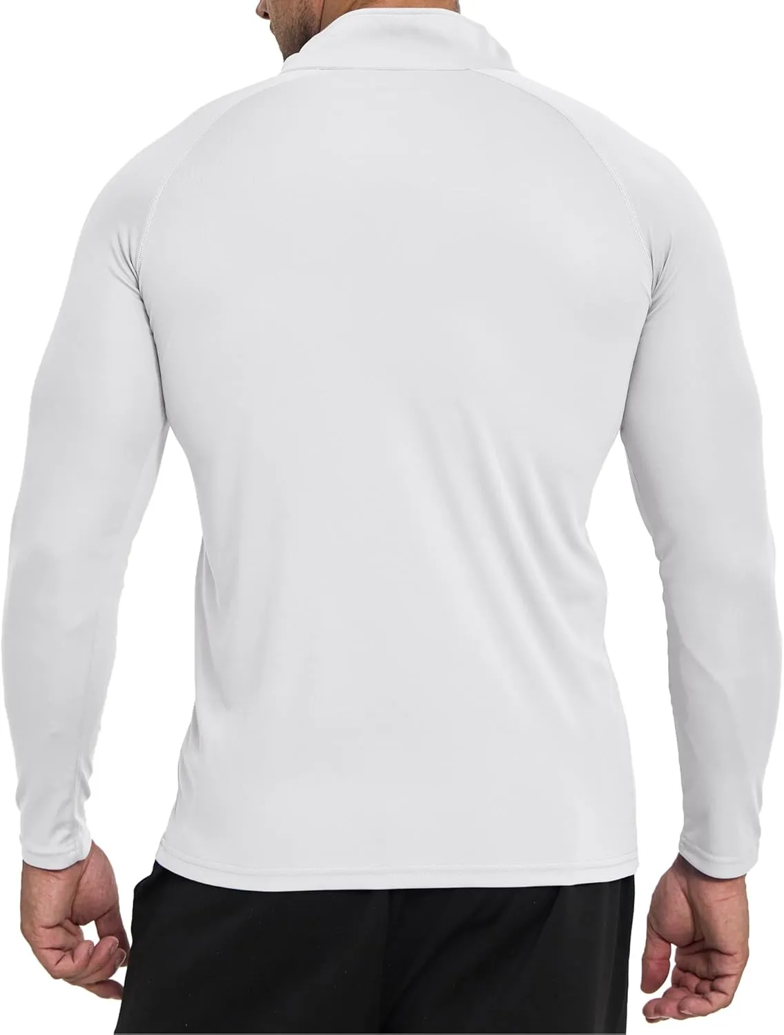 Men's Sun Protection Shirt Zip Long Sleeve Workout Pullover Tops Loose Fitting Quick Dry -Shirt