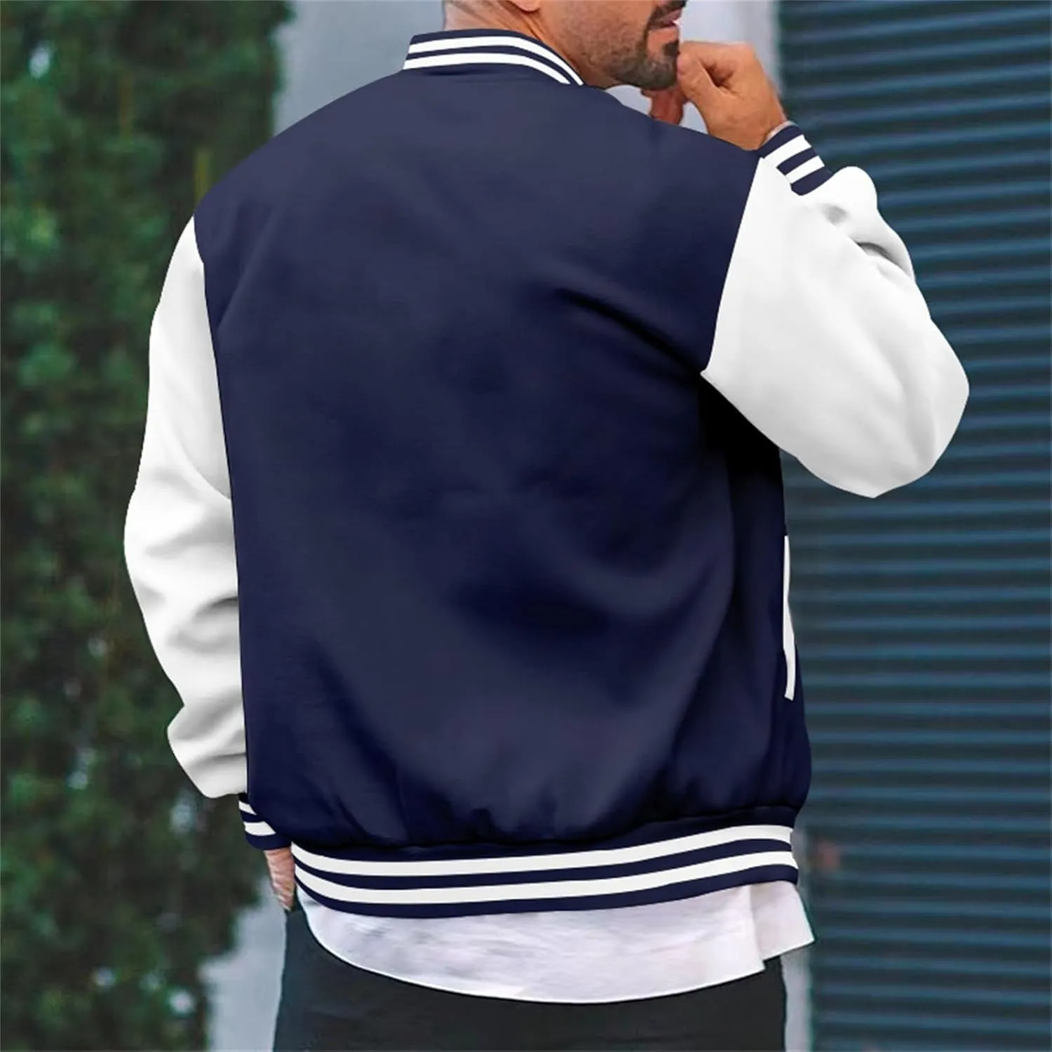 Mens Varsity Jackets Faux Leather Sleeve Letterman Baseball Jacket Bomber Coat Harajuku Vintage Tops
