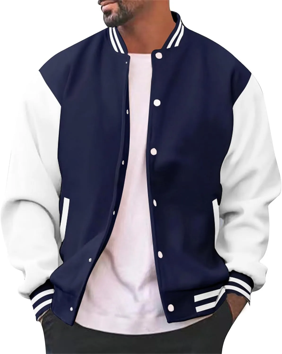 Mens Varsity Jackets Faux Leather Sleeve Letterman Baseball Jacket Bomber Coat Harajuku Vintage Tops
