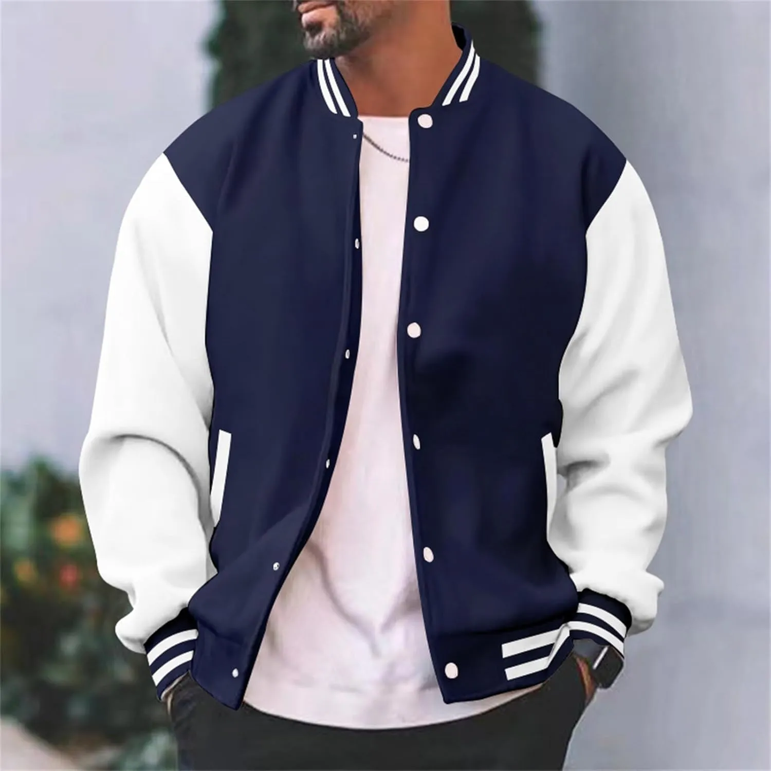 Mens Varsity Jackets Faux Leather Sleeve Letterman Baseball Jacket Bomber Coat Harajuku Vintage Tops