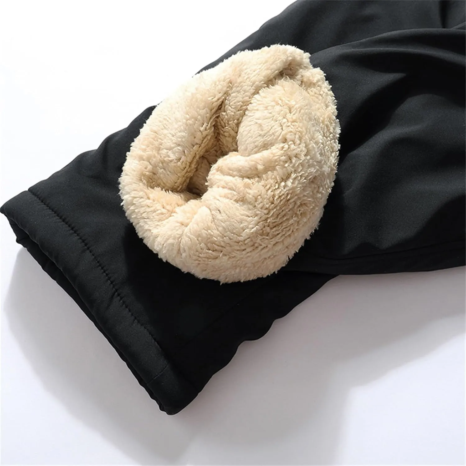 Mens Warm Sherpa Fleece Lined Pants Plus Size Casual Winter Trousers Straight Leg Active Running Joggers Sweatpants
