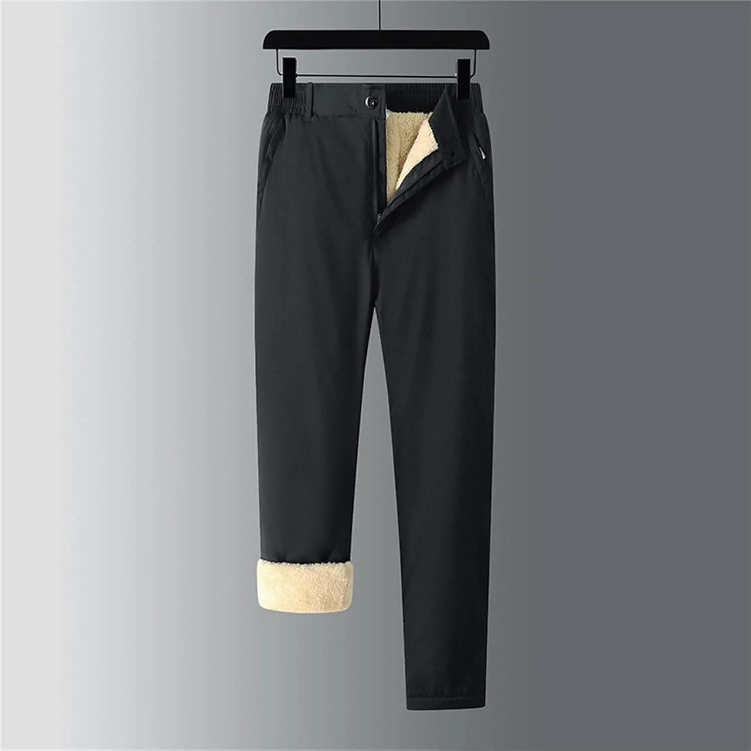 Mens Warm Sherpa Fleece Lined Pants Plus Size Casual Winter Trousers Straight Leg Active Running Joggers Sweatpants