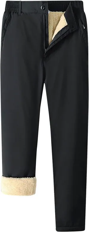 Mens Warm Sherpa Fleece Lined Pants Plus Size Casual Winter Trousers Straight Leg Active Running Joggers Sweatpants