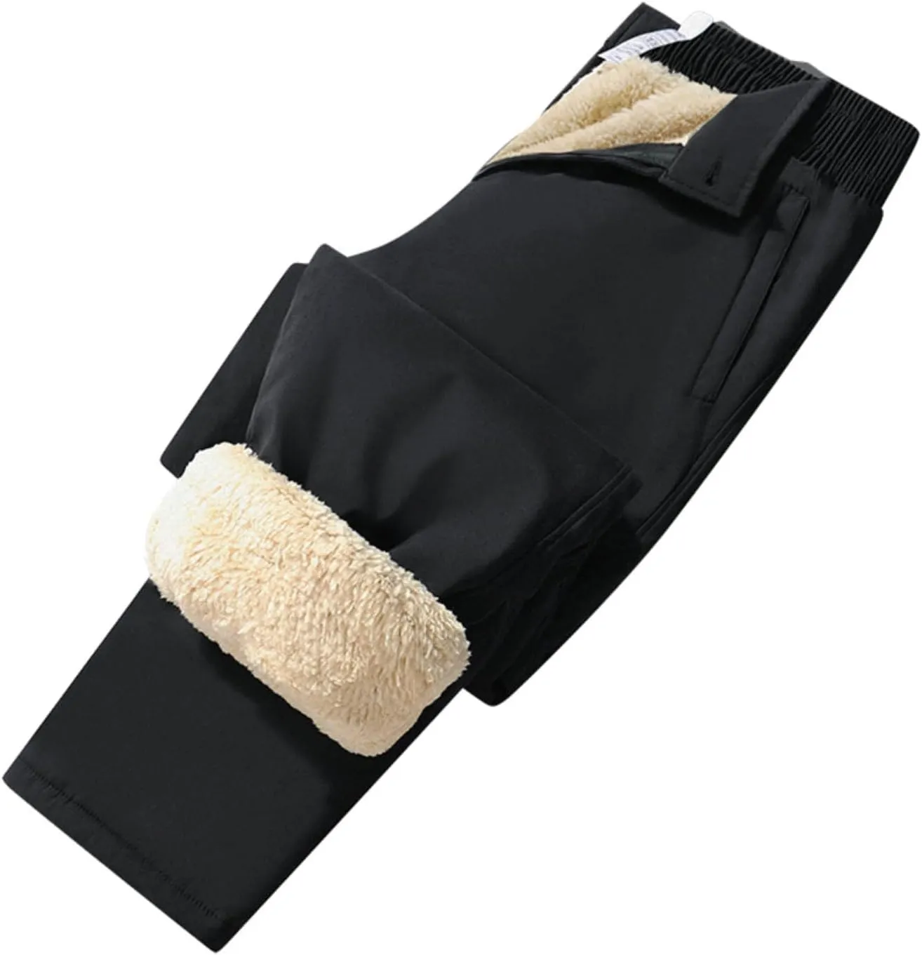 Mens Warm Sherpa Fleece Lined Pants Plus Size Casual Winter Trousers Straight Leg Active Running Joggers Sweatpants