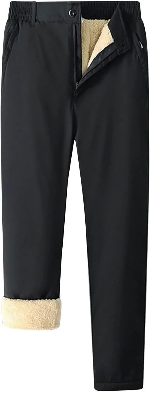 Mens Warm Sherpa Fleece Lined Pants Plus Size Casual Winter Trousers Straight Leg Active Running Joggers Sweatpants