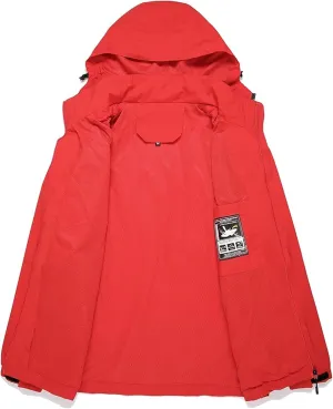 Men's Waterproof Windbreaker with Removable Hood Lightweight Rain Coats for Casual Hiking Cycling