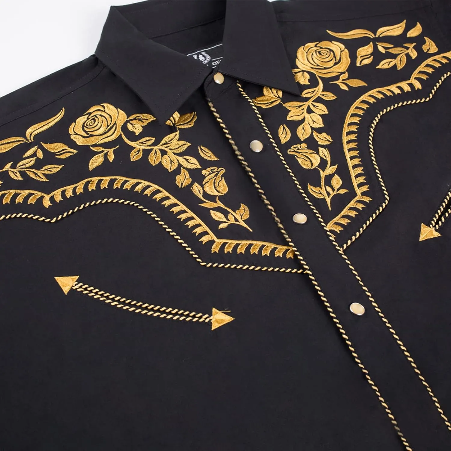Men's Western Cowboy Shirt Embroidered Long Sleeve Casual Snap Button Down Shirt