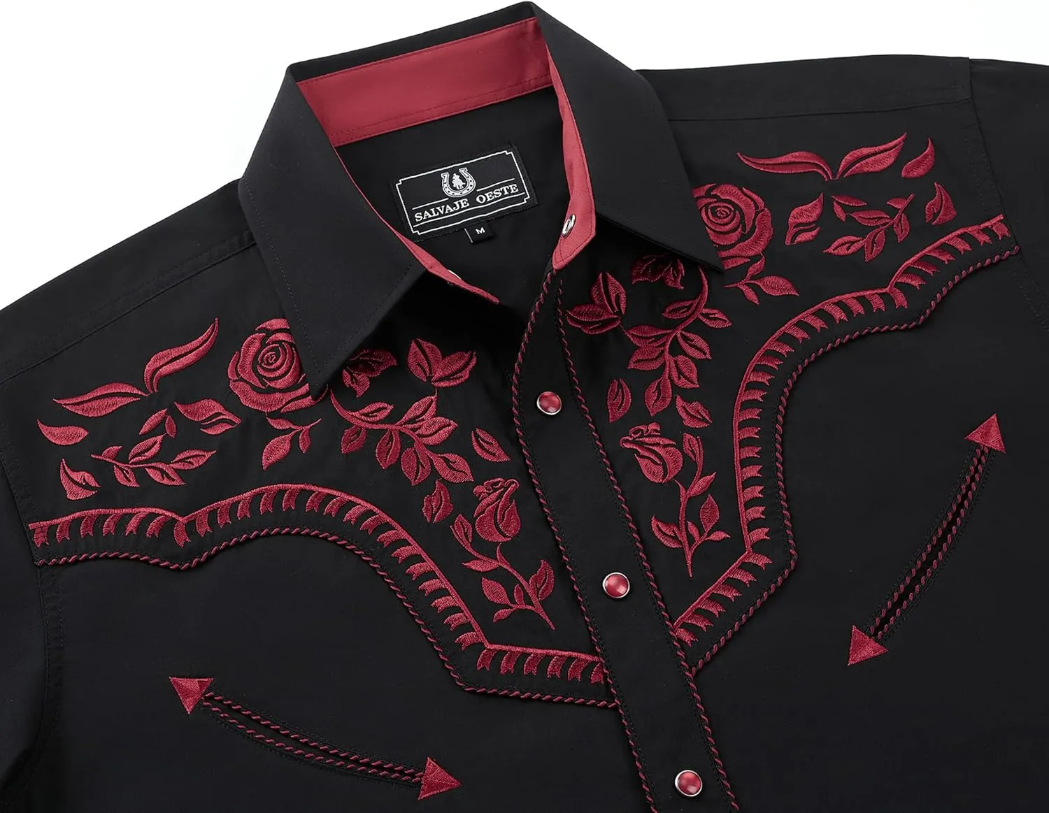Men's Western Cowboy Shirt Embroidered Long Sleeve Casual Snap Button Down Shirt