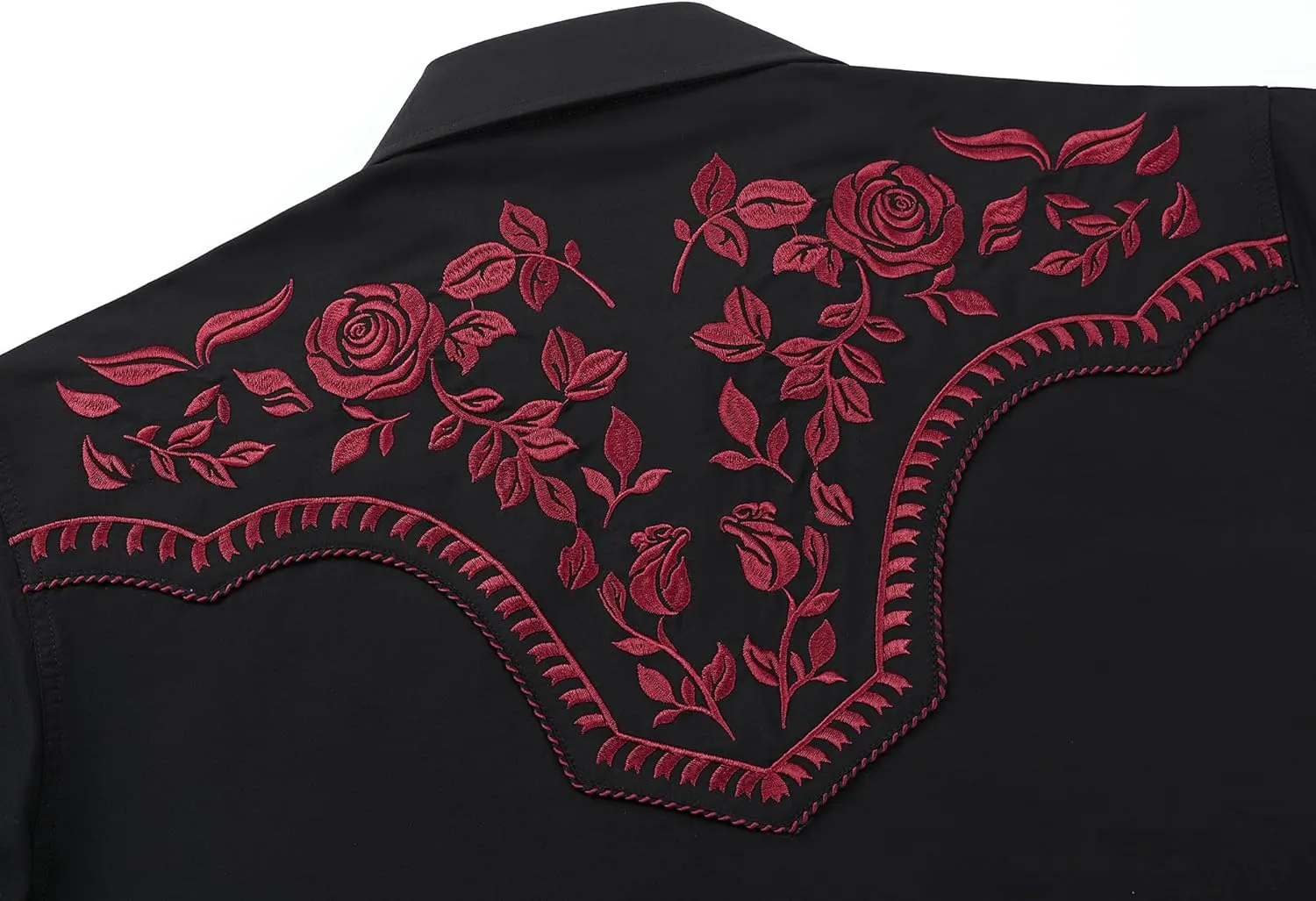 Men's Western Cowboy Shirt Embroidered Long Sleeve Casual Snap Button Down Shirt