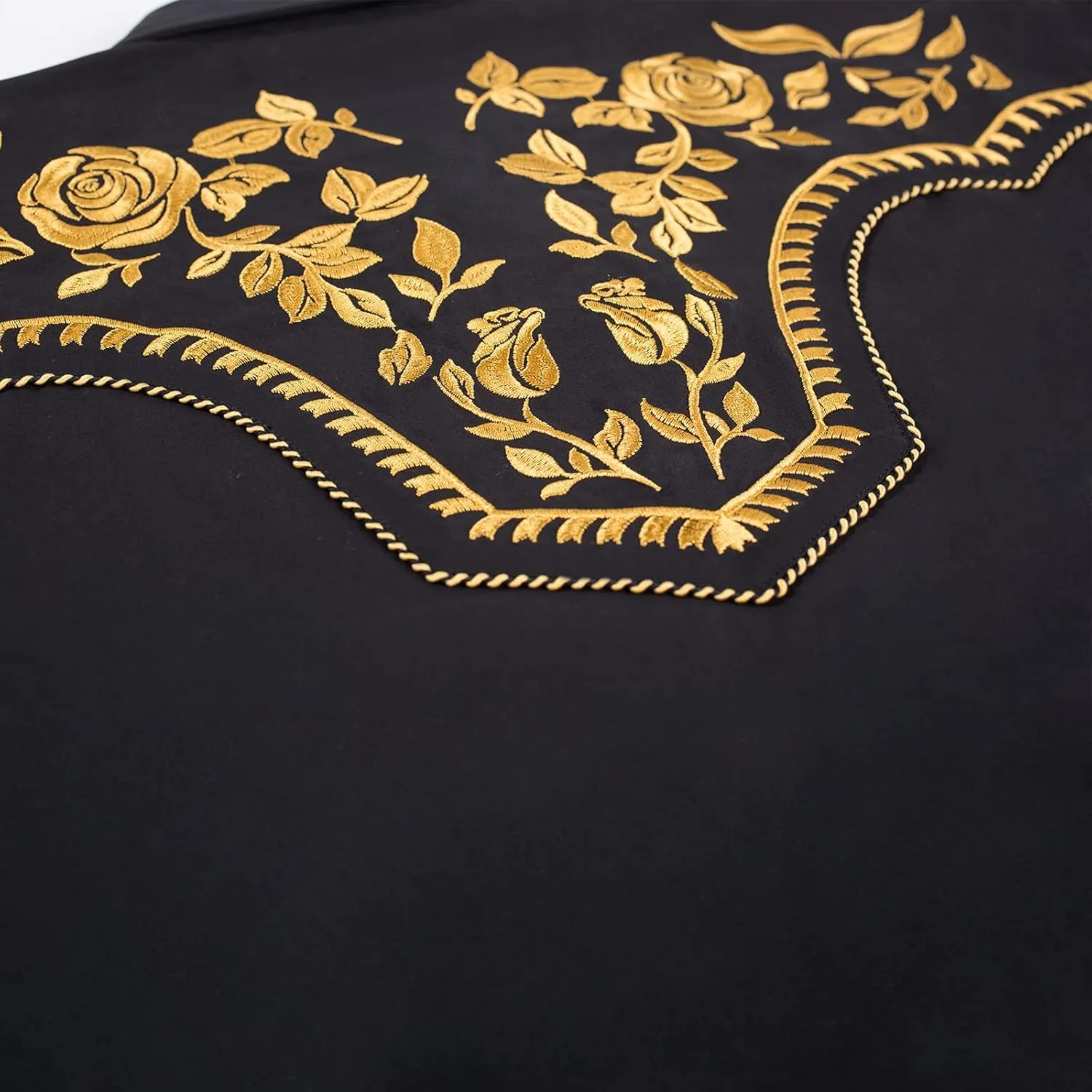 Men's Western Cowboy Shirt Embroidered Long Sleeve Casual Snap Button Down Shirt