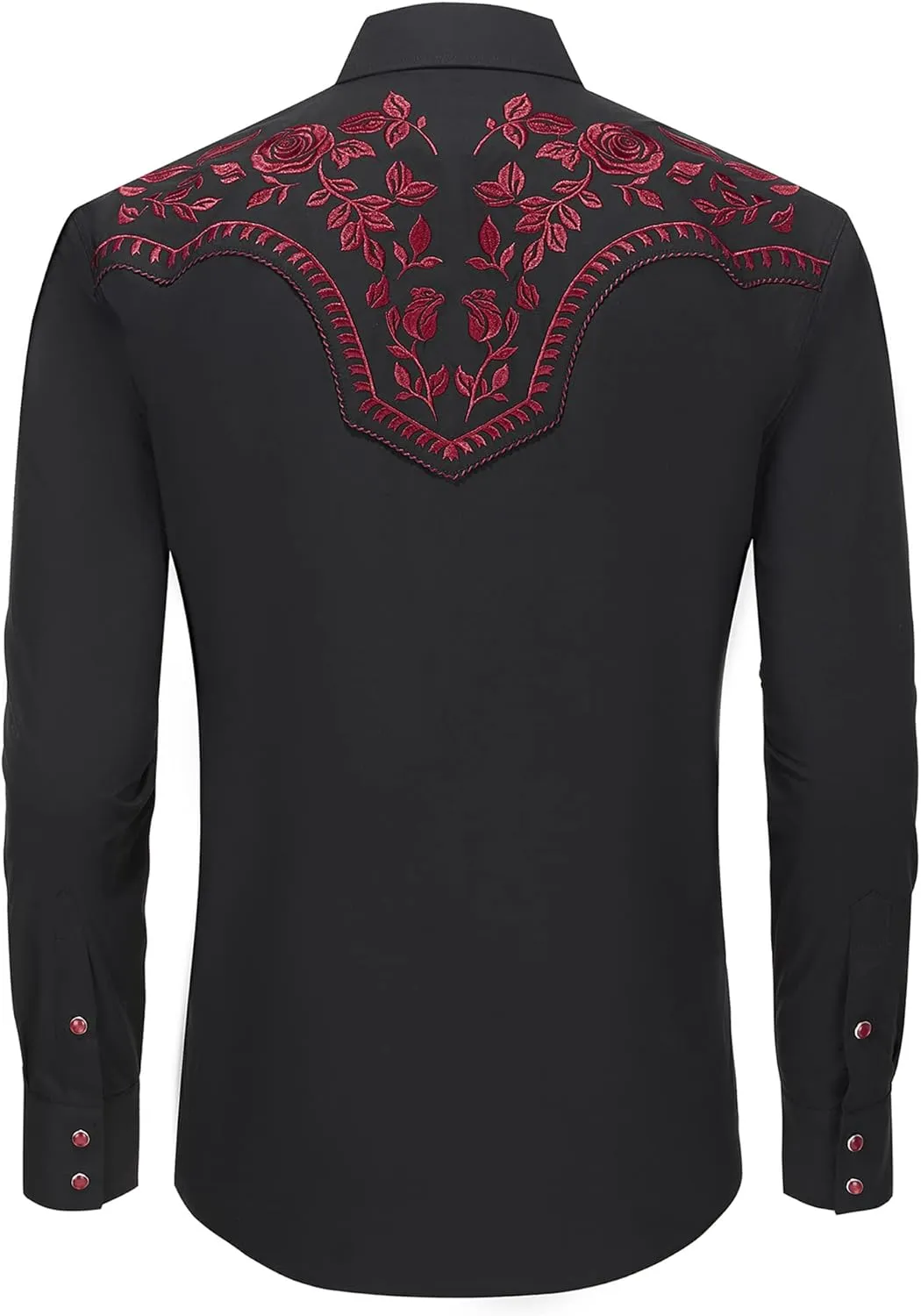Men's Western Cowboy Shirt Embroidered Long Sleeve Casual Snap Button Down Shirt