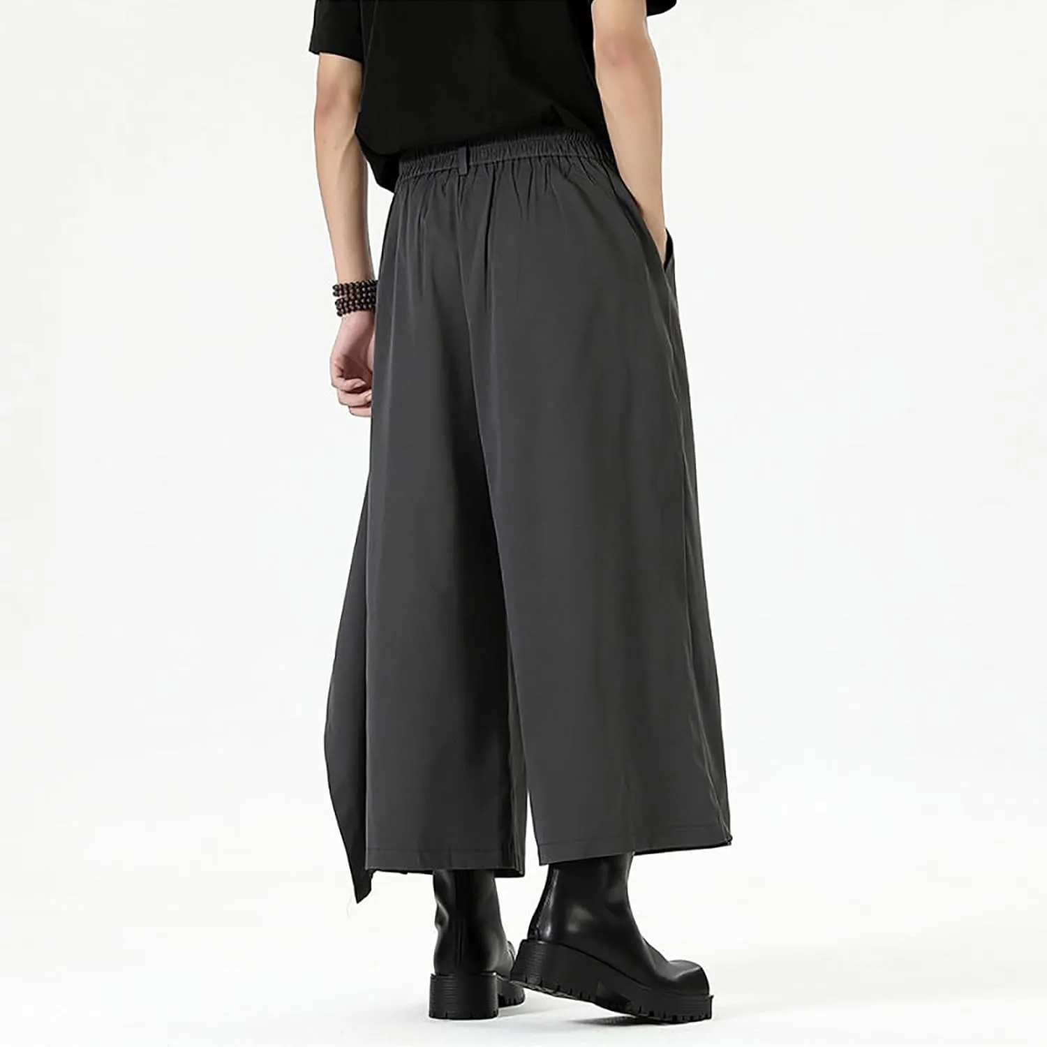 Men's Wide Leg Harem Pants Drop Crotch Baggy Drawstring Streetwear Japanese Harajuku Trousers with Pockets