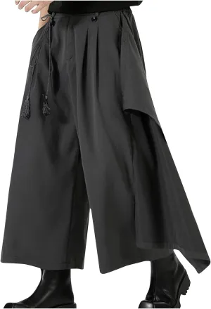 Men's Wide Leg Harem Pants Drop Crotch Baggy Drawstring Streetwear Japanese Harajuku Trousers with Pockets