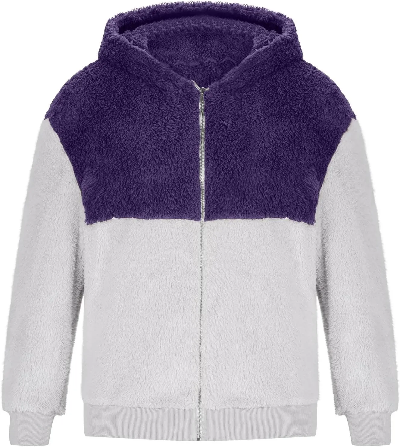 Muscularfit Mens Fuzzy Sherpa Jacket Fleece Long Sleeve Full-Zip Hooded Shirt Casual Warm Winter Jacket Coats Outdoor Fashion