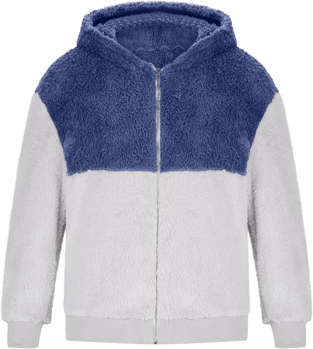 Muscularfit Mens Fuzzy Sherpa Jacket Fleece Long Sleeve Full-Zip Hooded Shirt Casual Warm Winter Jacket Coats Outdoor Fashion