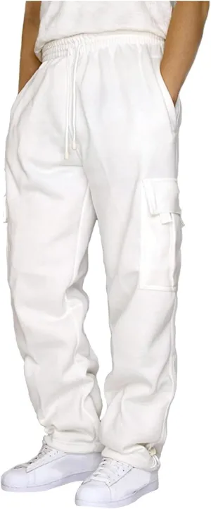 Muscularfit Mens Lounge Pants with Pockets Causal Fashion Stretch Waist Cargo Pant Drawstring Solid Athletic Fall Sweatpants