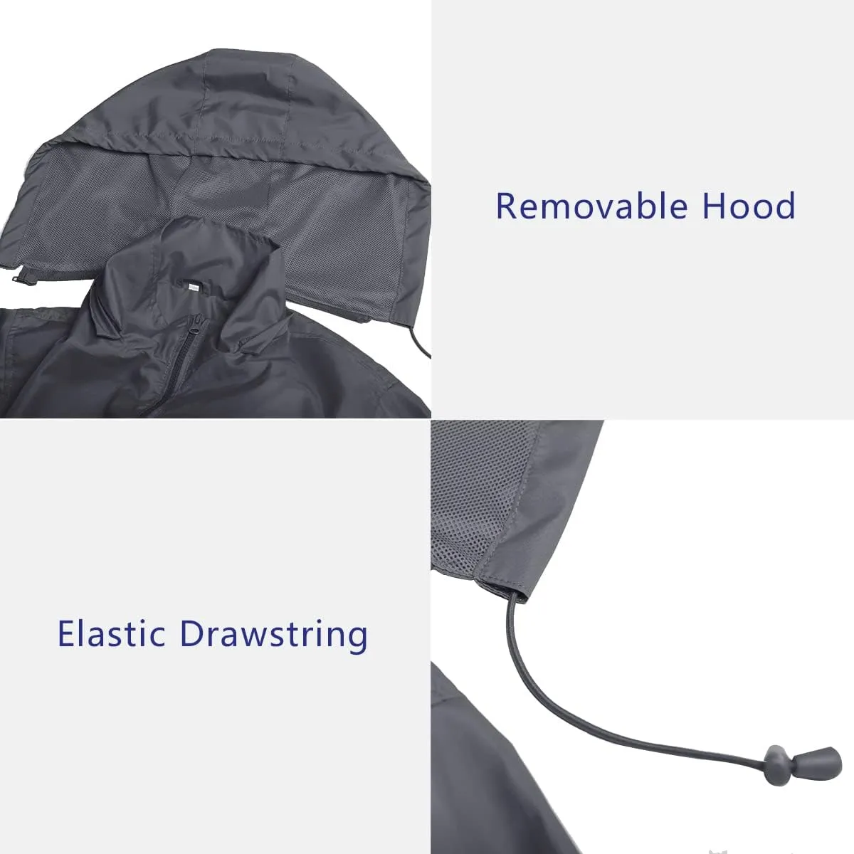 MYJAJAYI Mens Lightweight Windbreaker Waterproof Rain Jacket Hooded Windbreaker Jacket with Zipper Closure