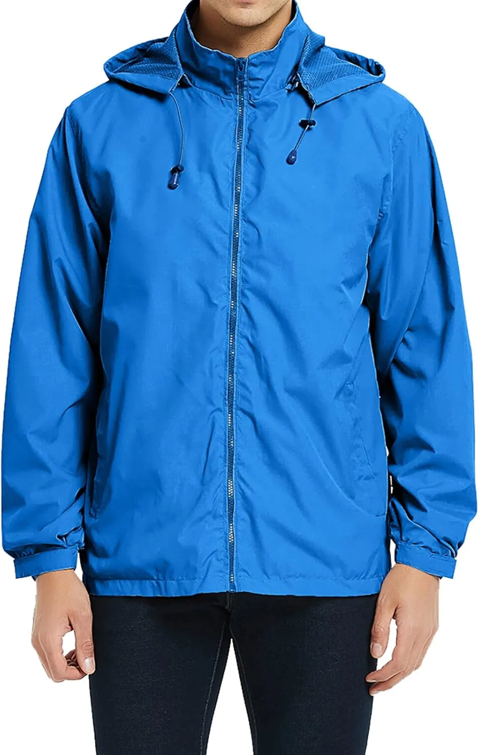 MYJAJAYI Mens Lightweight Windbreaker Waterproof Rain Jacket Hooded Windbreaker Jacket with Zipper Closure