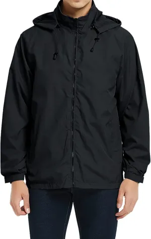 MYJAJAYI Mens Lightweight Windbreaker Waterproof Rain Jacket Hooded Windbreaker Jacket with Zipper Closure