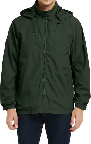 MYJAJAYI Mens Lightweight Windbreaker Waterproof Rain Jacket Hooded Windbreaker Jacket with Zipper Closure
