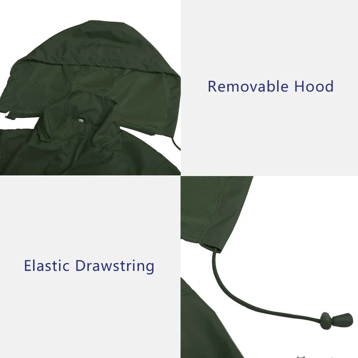 MYJAJAYI Mens Lightweight Windbreaker Waterproof Rain Jacket Hooded Windbreaker Jacket with Zipper Closure