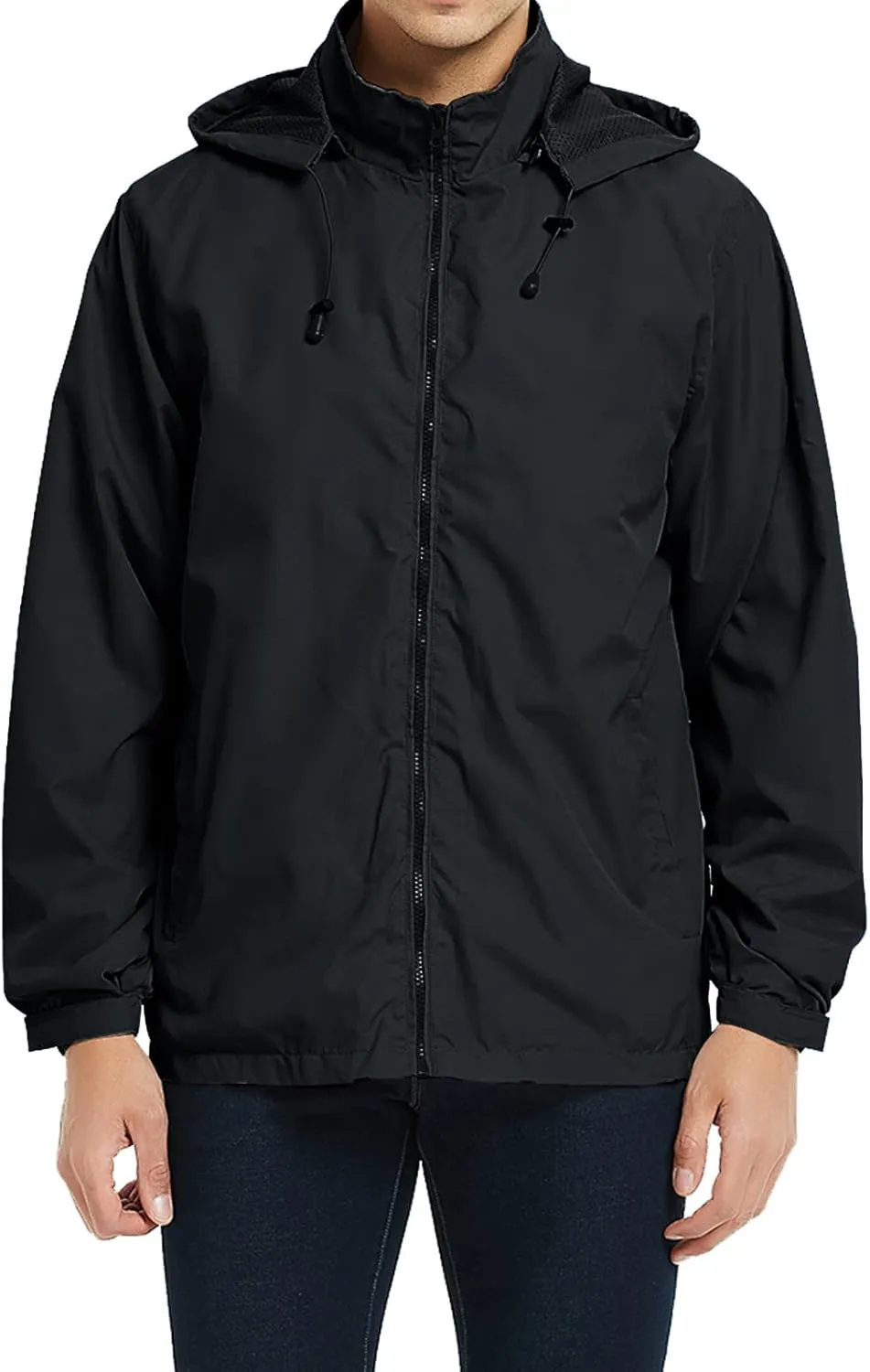 MYJAJAYI Mens Lightweight Windbreaker Waterproof Rain Jacket Hooded Windbreaker Jacket with Zipper Closure
