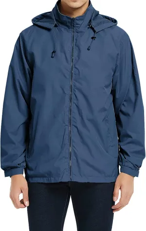 MYJAJAYI Mens Lightweight Windbreaker Waterproof Rain Jacket Hooded Windbreaker Jacket with Zipper Closure