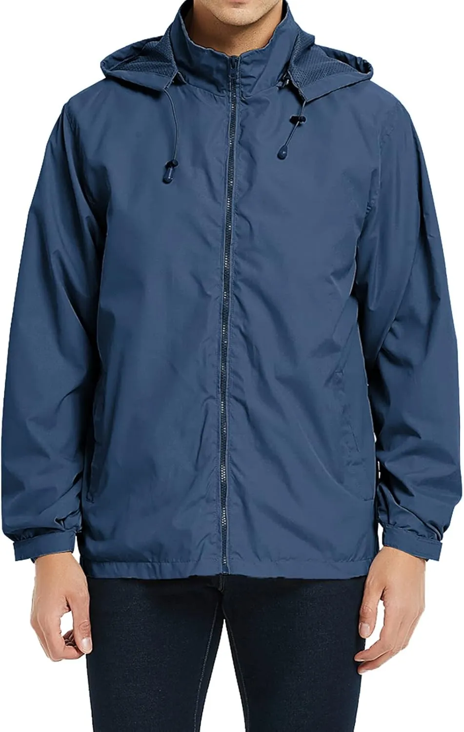 MYJAJAYI Mens Lightweight Windbreaker Waterproof Rain Jacket Hooded Windbreaker Jacket with Zipper Closure