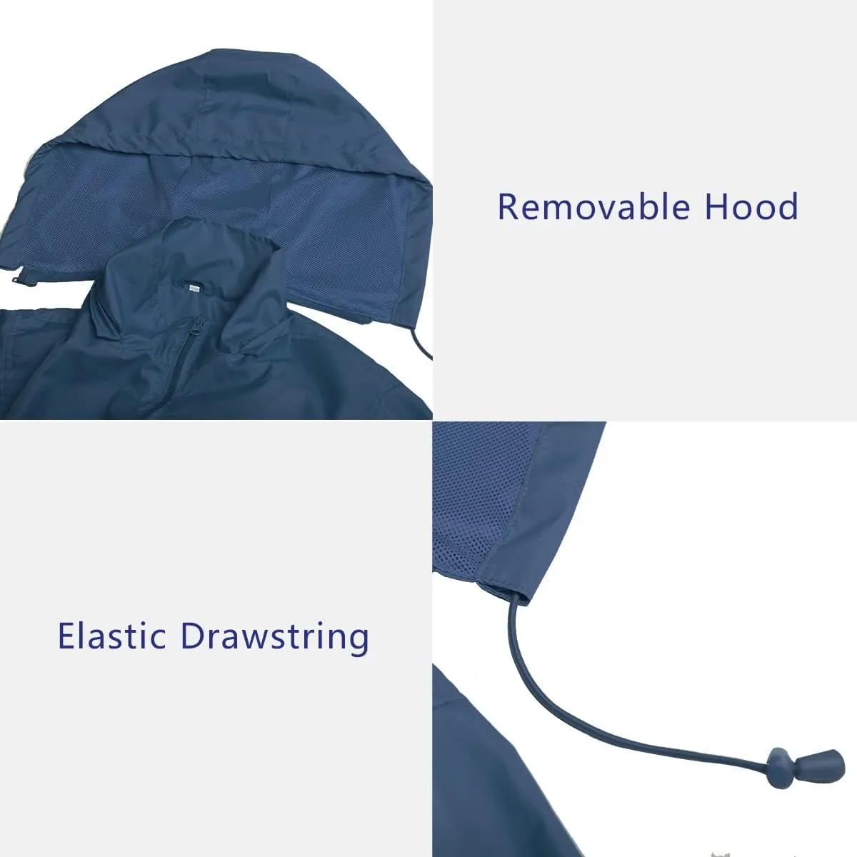 MYJAJAYI Mens Lightweight Windbreaker Waterproof Rain Jacket Hooded Windbreaker Jacket with Zipper Closure