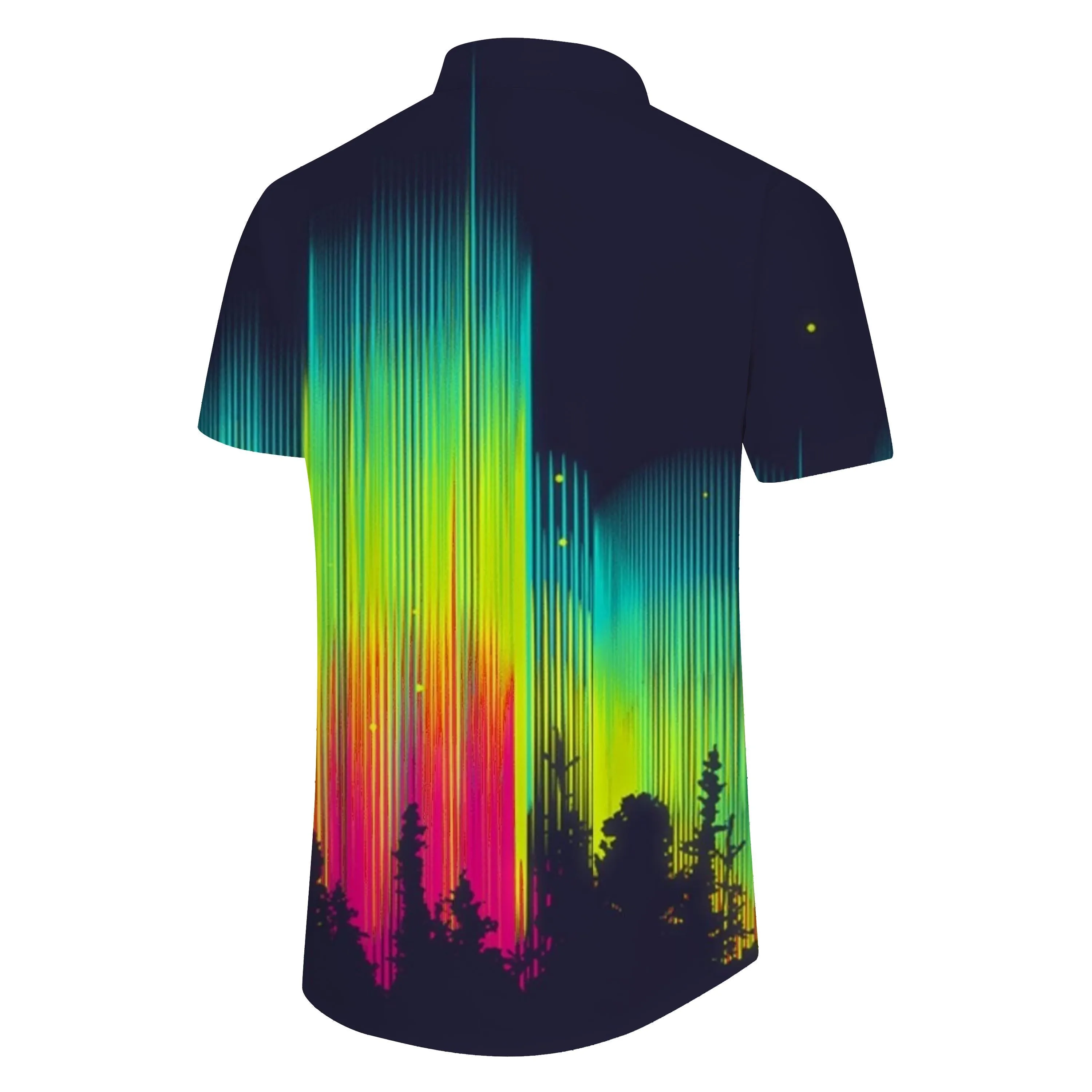 Neon Color Fantasy Aurora 3D Printed Pattern Men's Casual Shirt Tropical Hawaiian Beach Vacation Shirt