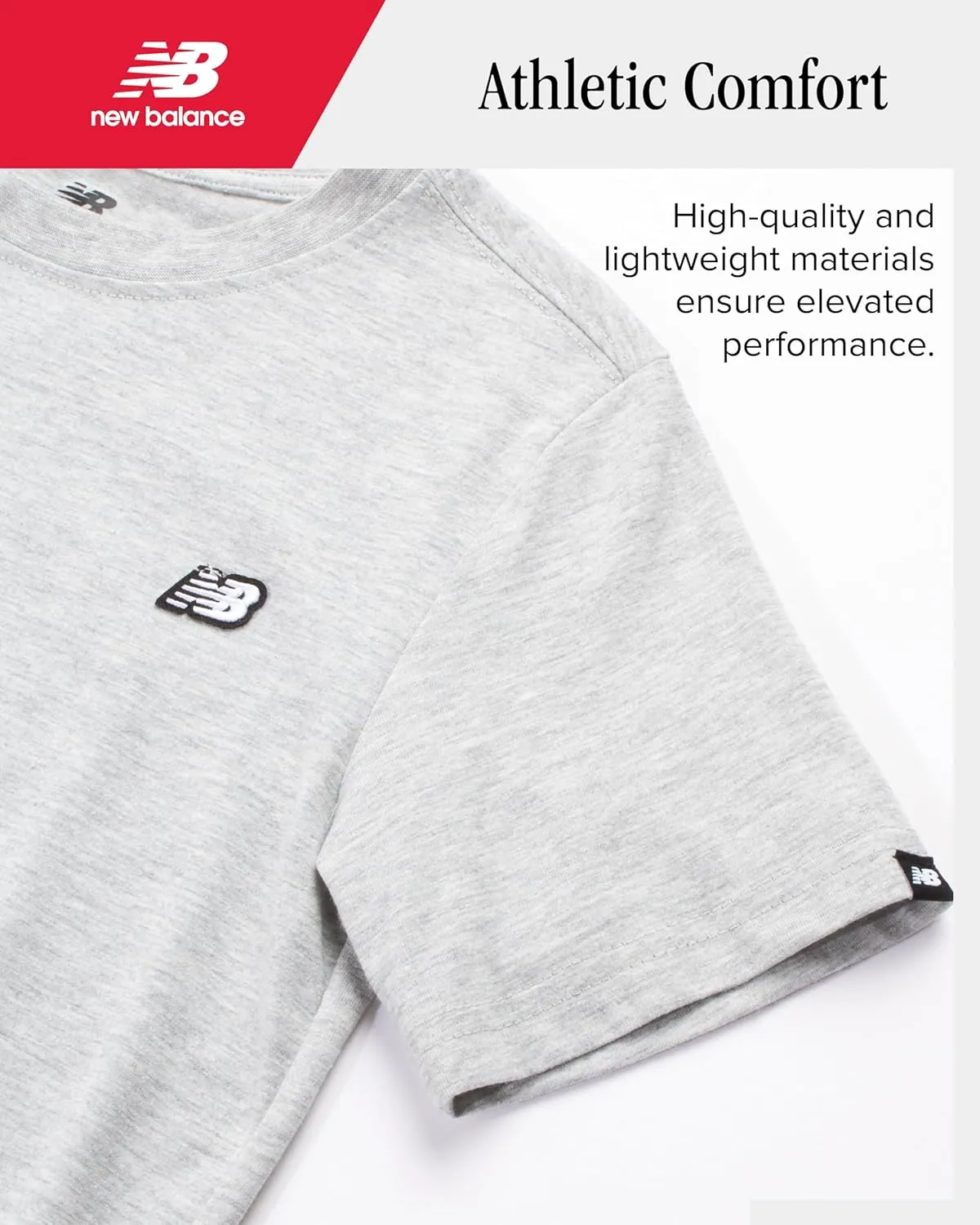 New Balance Boys' T-Shirt - Classic Cotton Active T-Shirt for Boys' - Kids Youth Crewneck Short Sleeve Shirt (8-20)