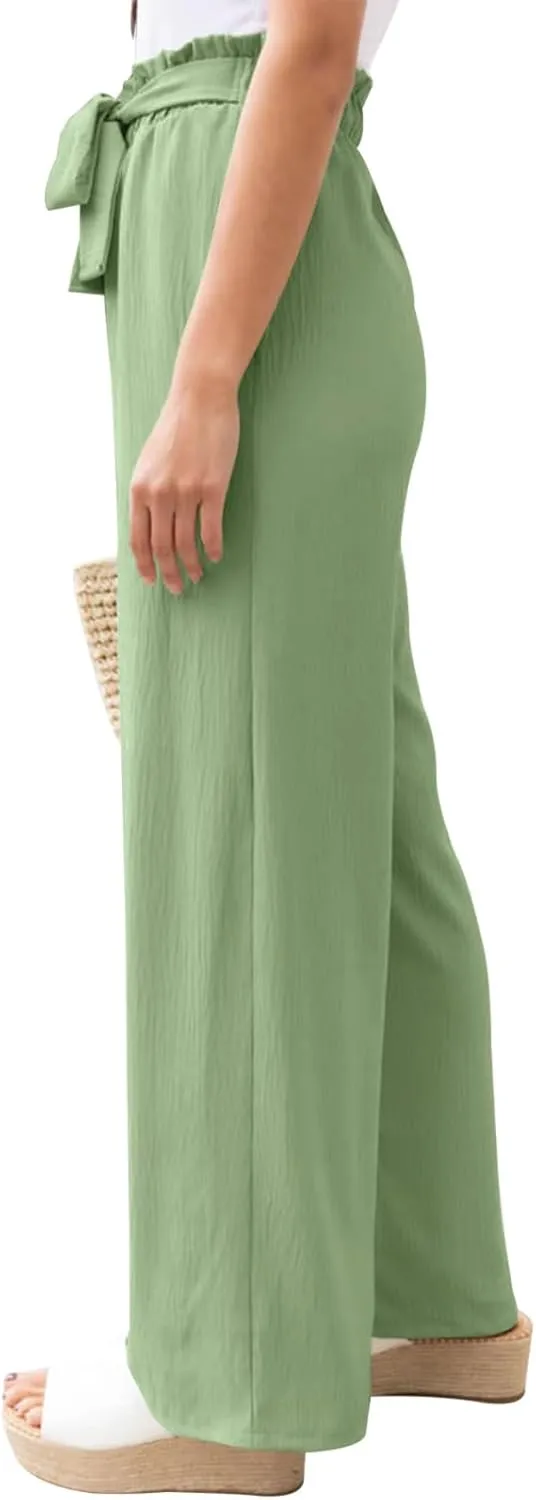 NIMIN Wide Leg Pants for Women High Waisted Business Casual Pants Work Pants Loose Flowy Summer Beach Pants with Pockets