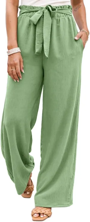 NIMIN Wide Leg Pants for Women High Waisted Business Casual Pants Work Pants Loose Flowy Summer Beach Pants with Pockets