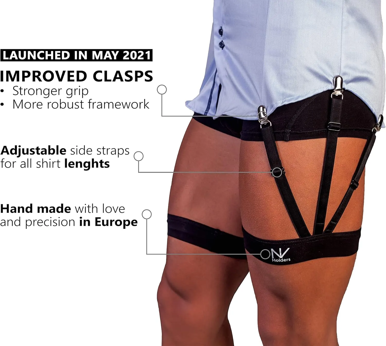 NV Holders: S-Holder - premium shirt stays, shirt holders, shirt garters, shirt tuckers for men