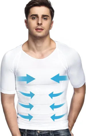 Odoland Men's Compression Shirt, Short Sleeve Shapewear Body Shaper, Slimming Shirt Tank Top Tummy Vest