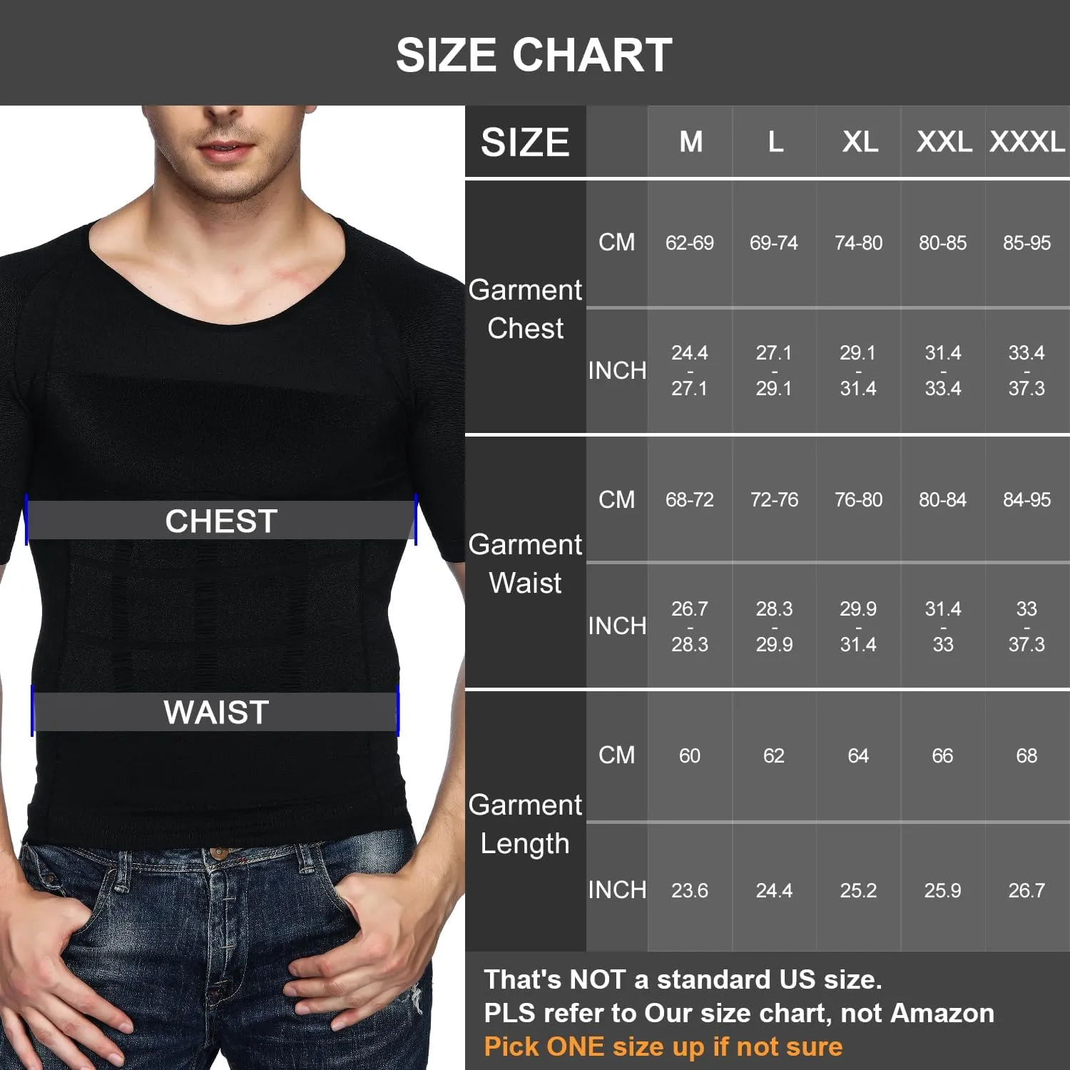 Odoland Men's Compression Shirt, Short Sleeve Shapewear Body Shaper, Slimming Shirt Tank Top Tummy Vest