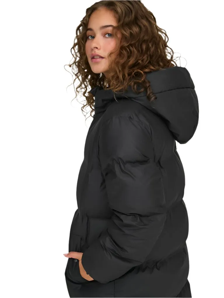 Only Womens Lea Rain Puffer Coat Black