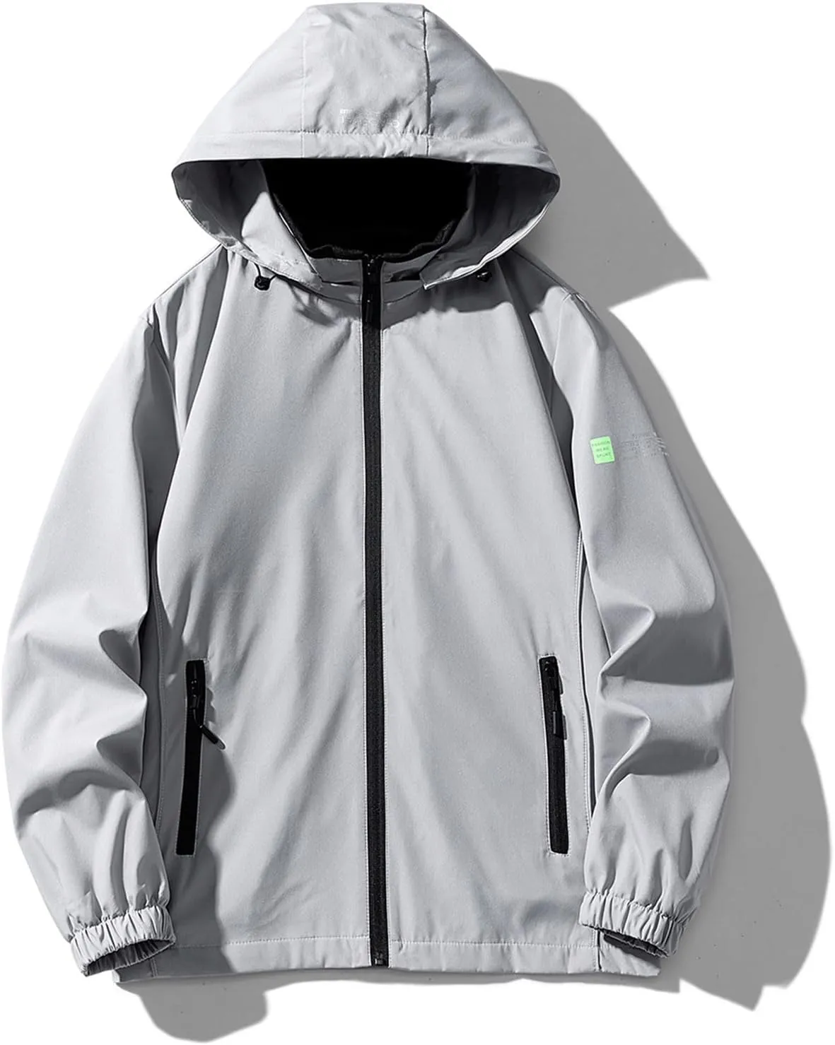 Oversized Sun Protection Raincoat Mens Solid Zip Hooded Waterproof Windbreaker Casual Hiking Jacket Plus Size M-8xl