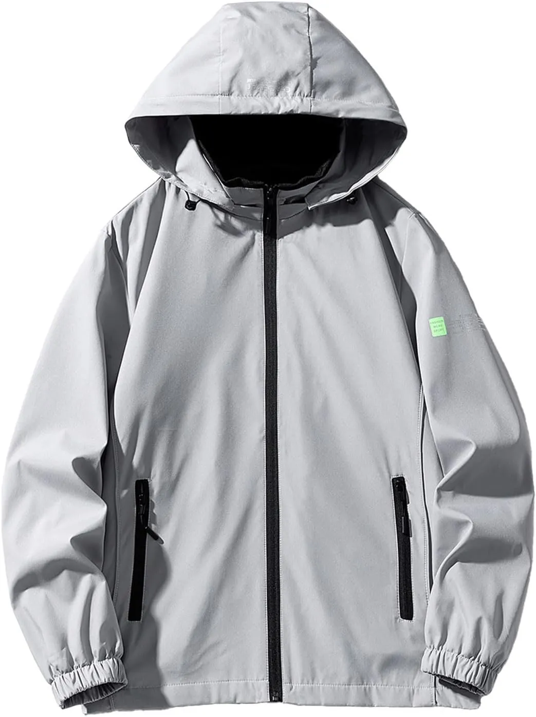 Oversized Sun Protection Raincoat Mens Solid Zip Hooded Waterproof Windbreaker Casual Hiking Jacket Plus Size M-8xl