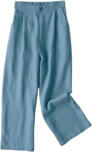Palazzo Pants for Women Lightweight Wide Leg Linen Pants Elastic Waist Boho Beach Trousers Summer Outfit with Pocekts