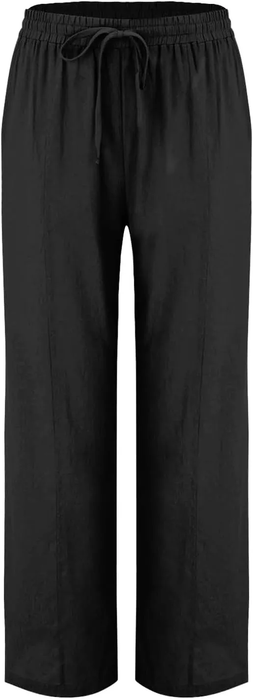 Palazzo Pants for Women Loose Wide Leg Cotton Linen Pants Summer Palazzo High Waisted Baggy Trousers 2025 Trendy