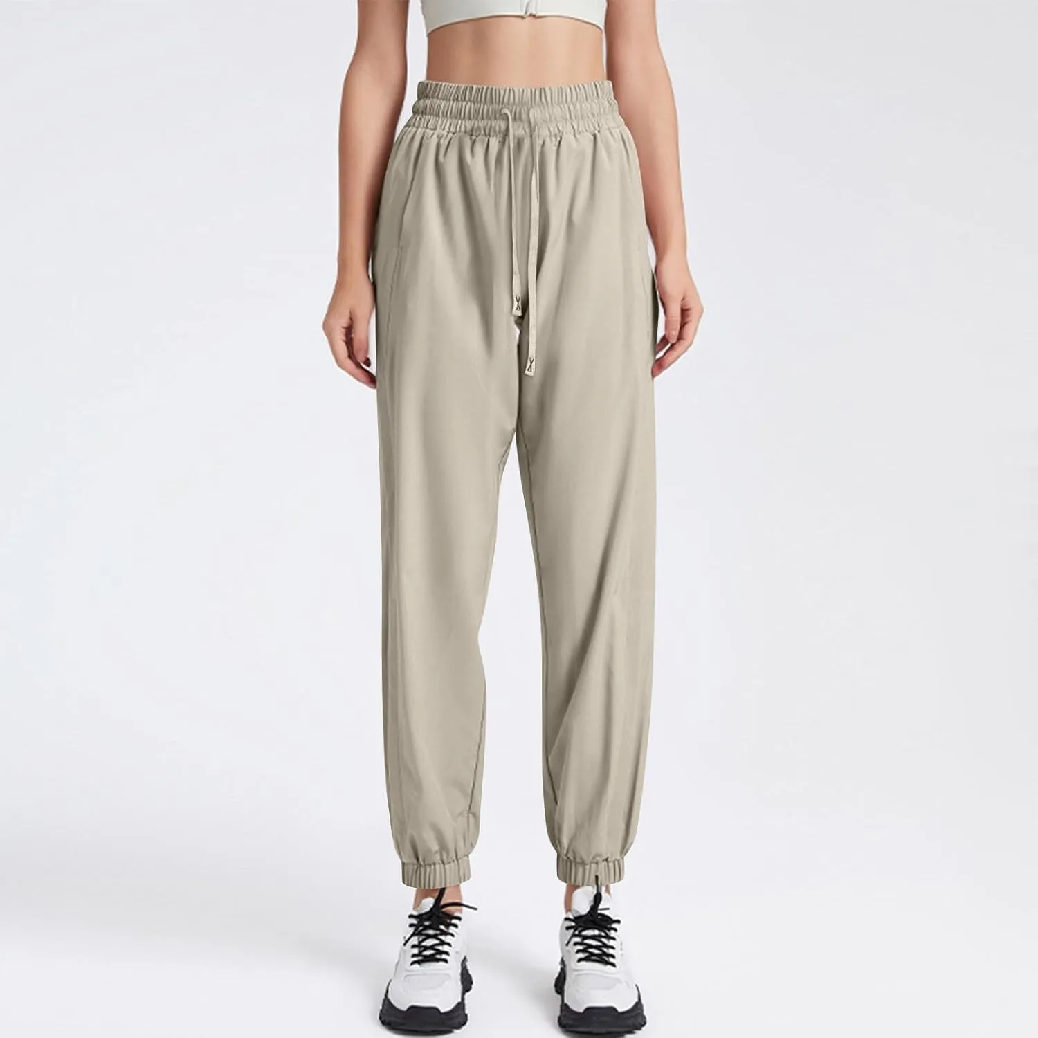 Pants Women,Capri Sweatpants, Dressy Linen Cotton Trousers with Pockets High Waisted Straight Leg Palazzo