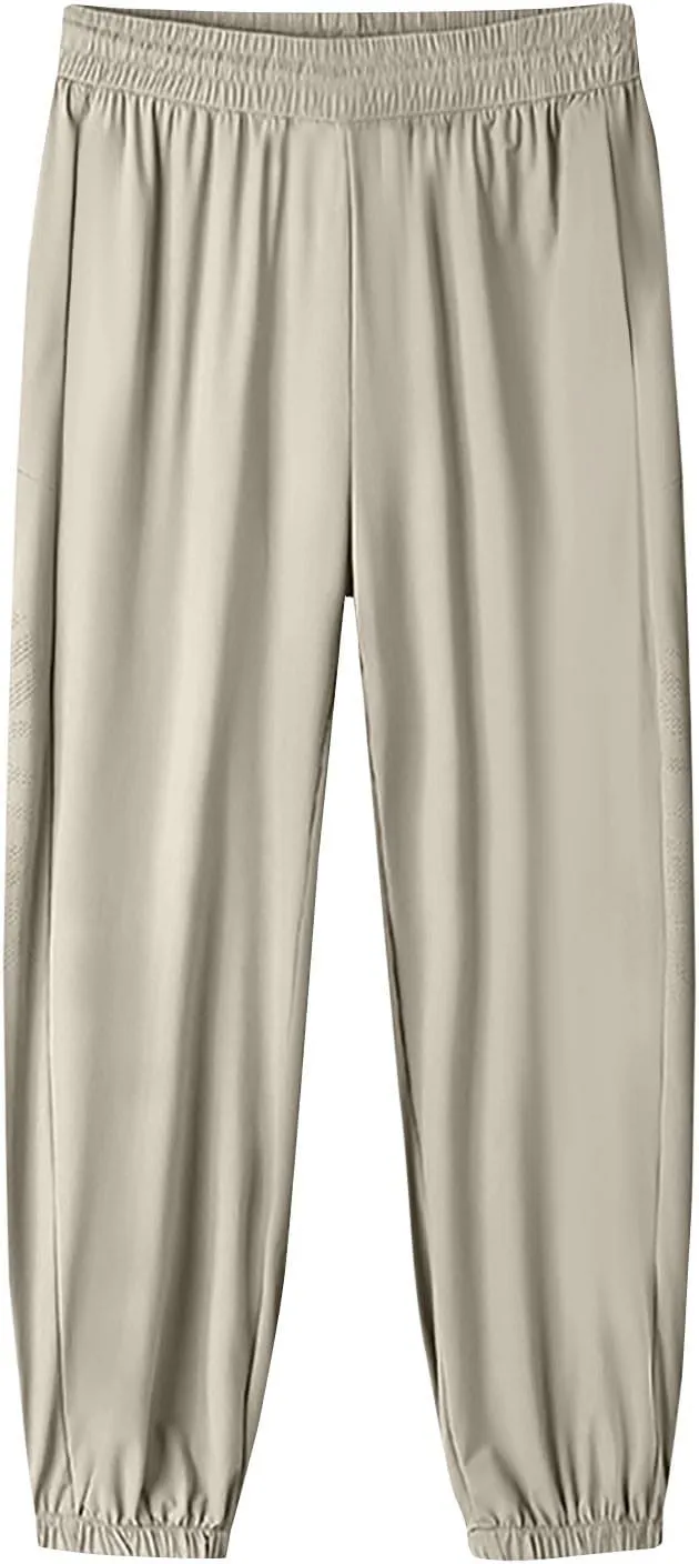 Pants Women,Capri Sweatpants, Dressy Linen Cotton Trousers with Pockets High Waisted Straight Leg Palazzo