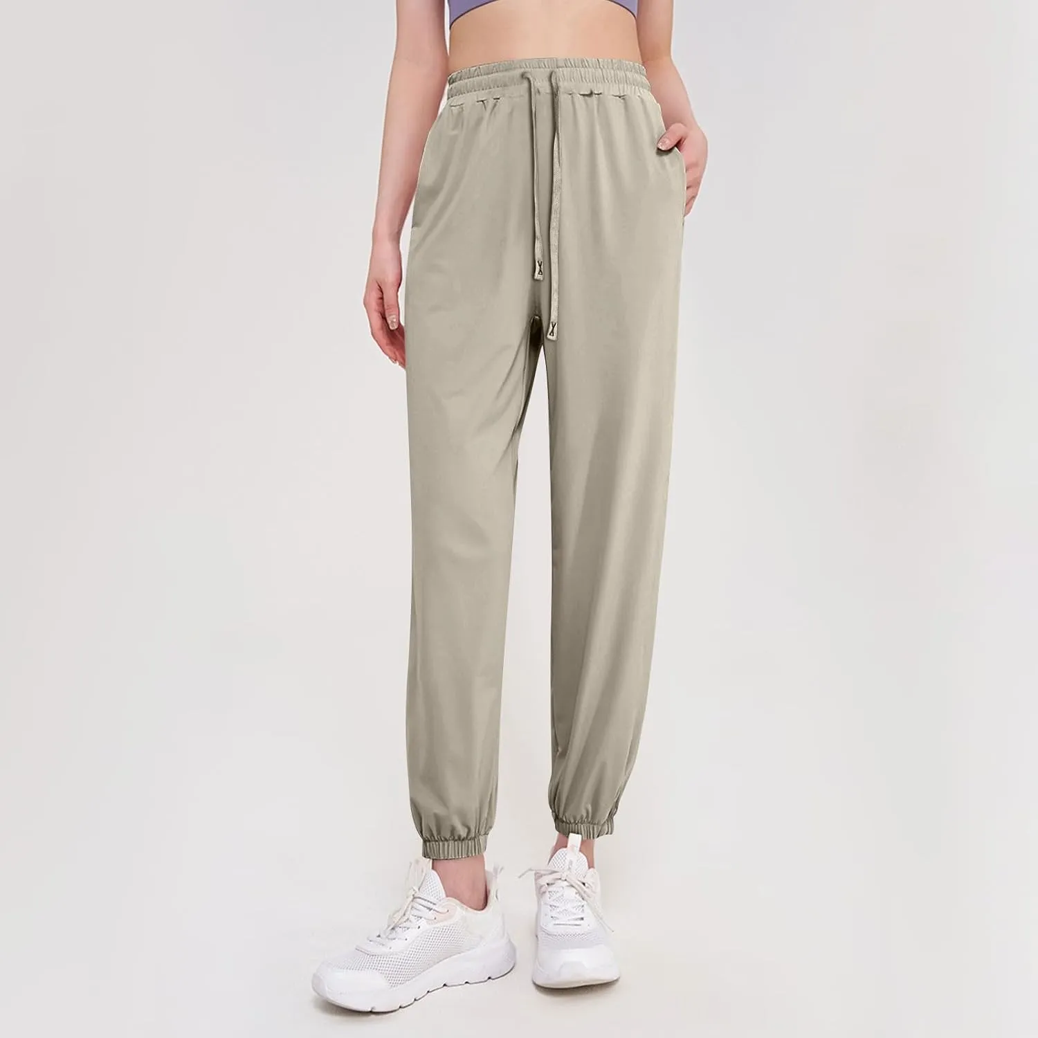 Pants Women,Capri Sweatpants, Dressy Linen Cotton Trousers with Pockets High Waisted Straight Leg Palazzo