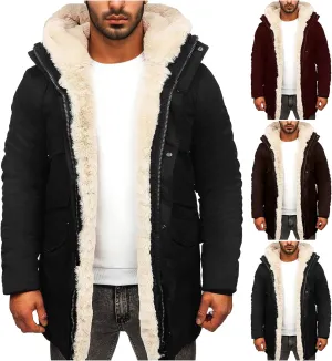 Parka Jacket Men Heavy Warm Thick Fleece Lined Long Winter Coats Hooded Windproof Long Trench Jacket Outerwear Oversize