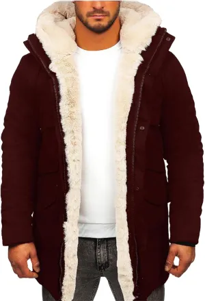 Parka Jacket Men Heavy Warm Thick Fleece Lined Long Winter Coats Hooded Windproof Long Trench Jacket Outerwear Oversize