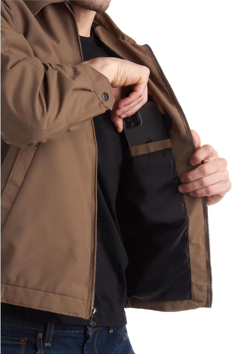 Perry Ellis Mens Golf Jacket - Lightweight Microfiber Water Resistant Windbreaker Jacket for Men with Cinched Waist (S-XL)